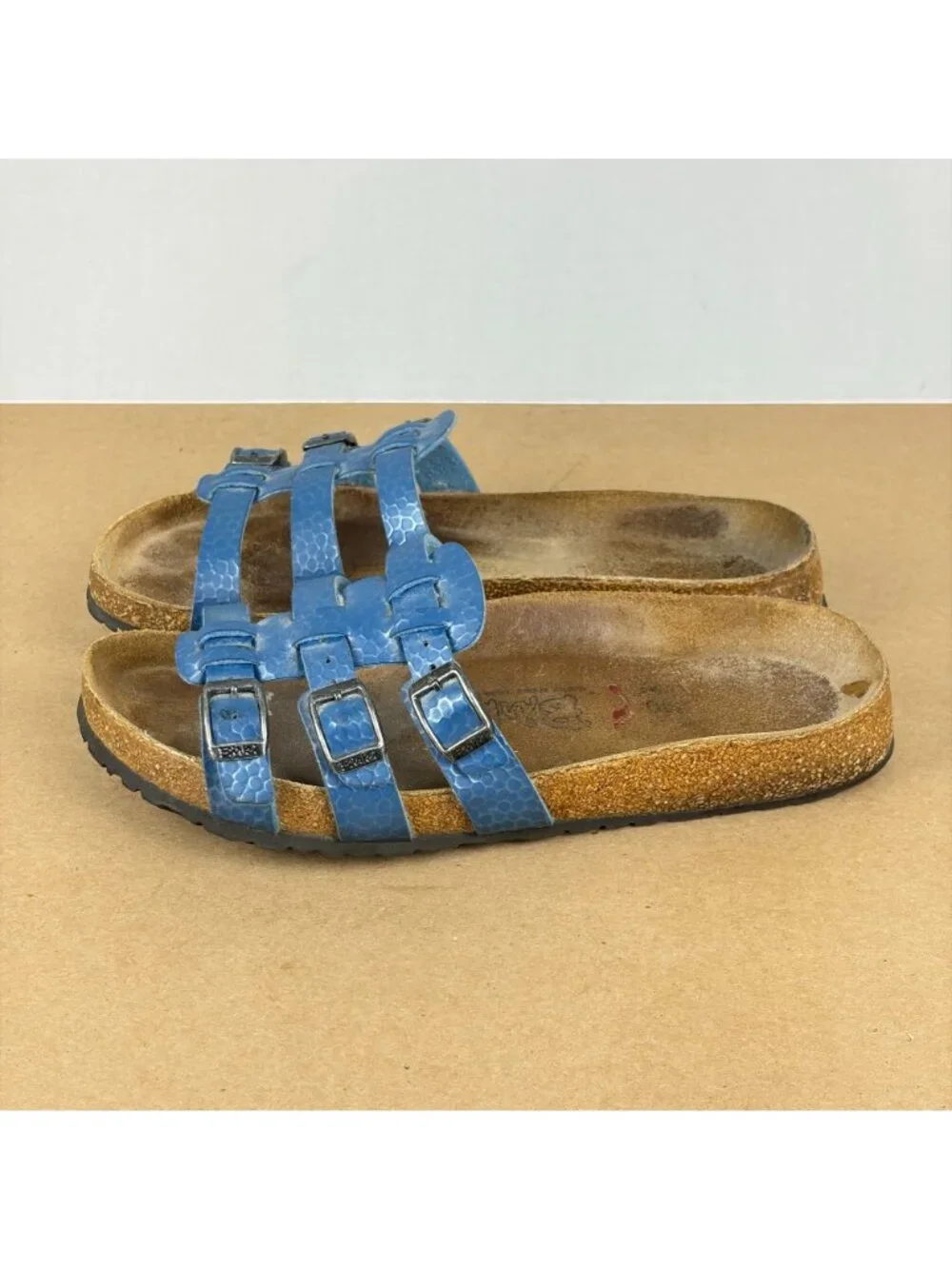 Birkis Birkenstock Xenia Birko-Flor Sandals Womens 6.5 Blue Slide Slip On Casual